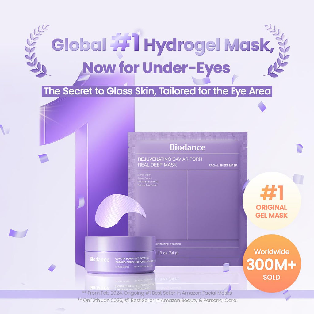 BIODANCE Hydrogel Eye Patches for Under Eye - Collagen Peptide, Anti Wrinkle & Fine Lines (60 Count)