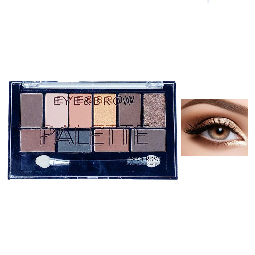 10-Color Eyeshadow Palette Pearlescent Matte Fine Shimmer Earth Tones Long-Lasting & Fall-Out Resistant Highly Pigmented Unisex