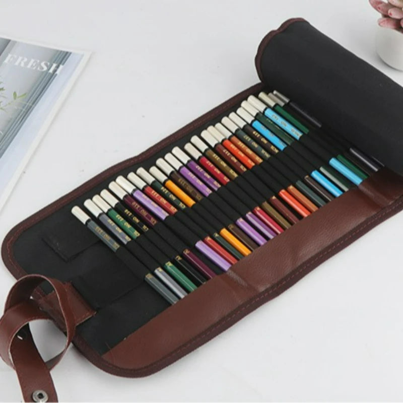 24-72-Piece Colored Pencil Set with Canvas Roll-Up Case - Perfect for Student Adult Coloring, Drawing, Sketching, and Crafting