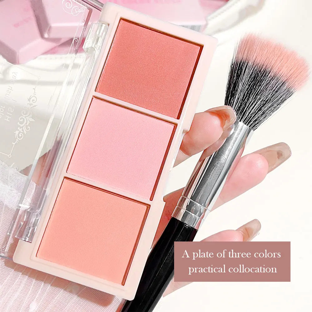 HISYI three-color blush matte natural nude makeup brightens the appearance and brightens the color. Three-color blush plate