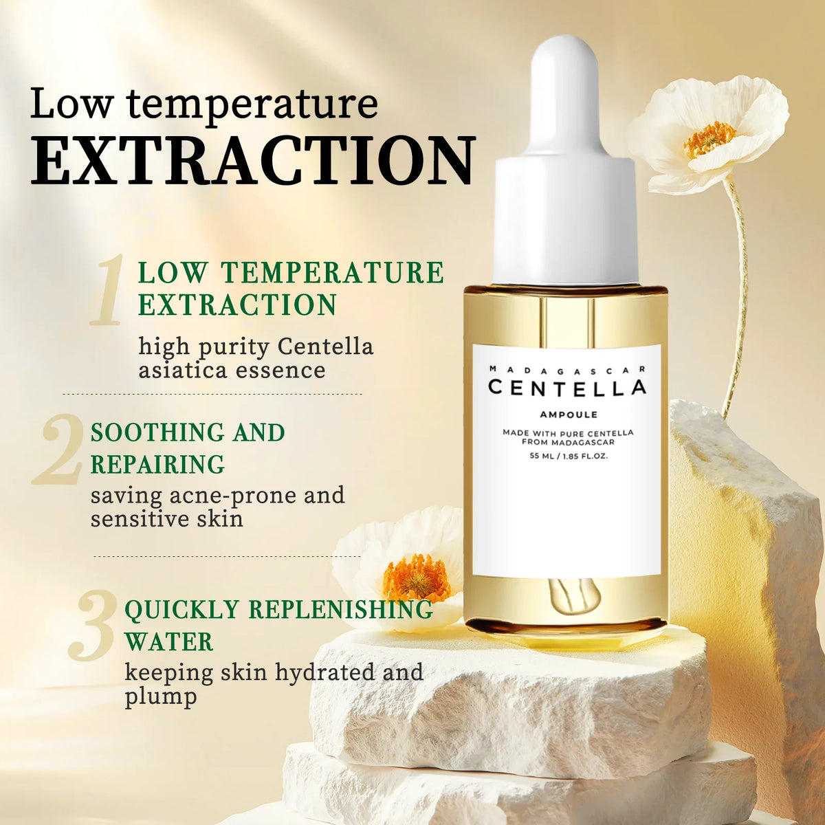 Madagascar Centella Ampoule 55ml – Pure Centella Asiatica Extract for Intense Hydration, Calming Redness & Sensitive Skin Care