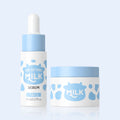 LAIKOU 2Pcs Milk Skin Care Set Skin-Softening Serum Moisturizing Cream Hydrating Nourishing Facial Kit