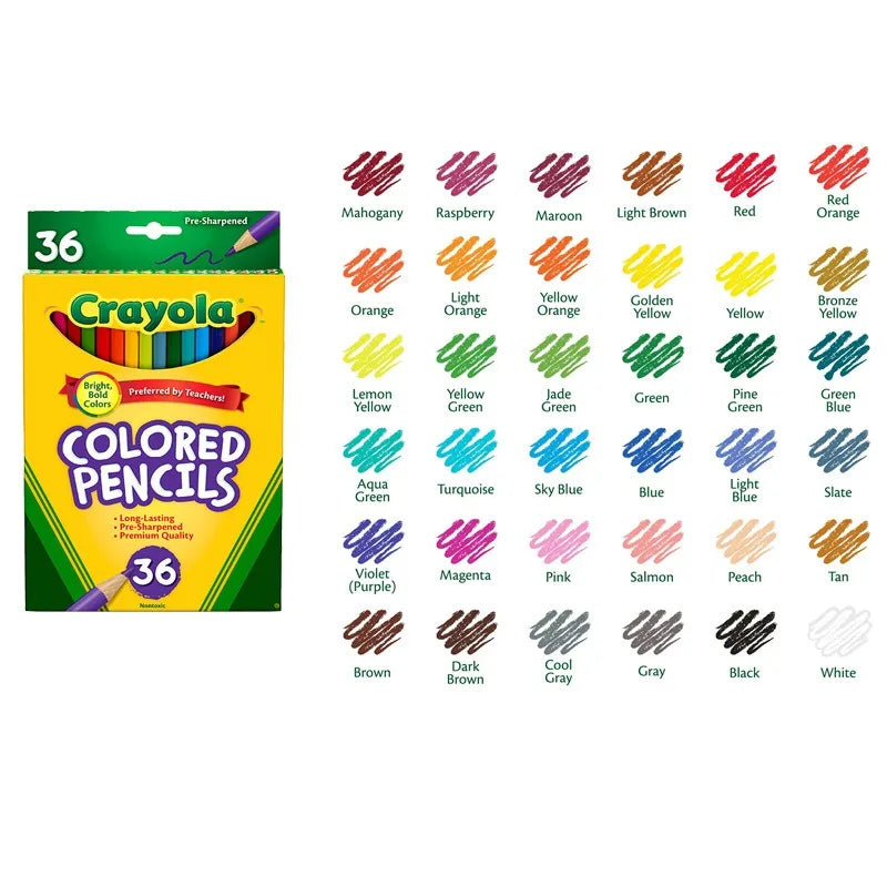 Crayola 36 Count Colored Pencils Pre-Sharpened Non-toxic Drawing Colour Pencils for Kids School Art Stationery Gift