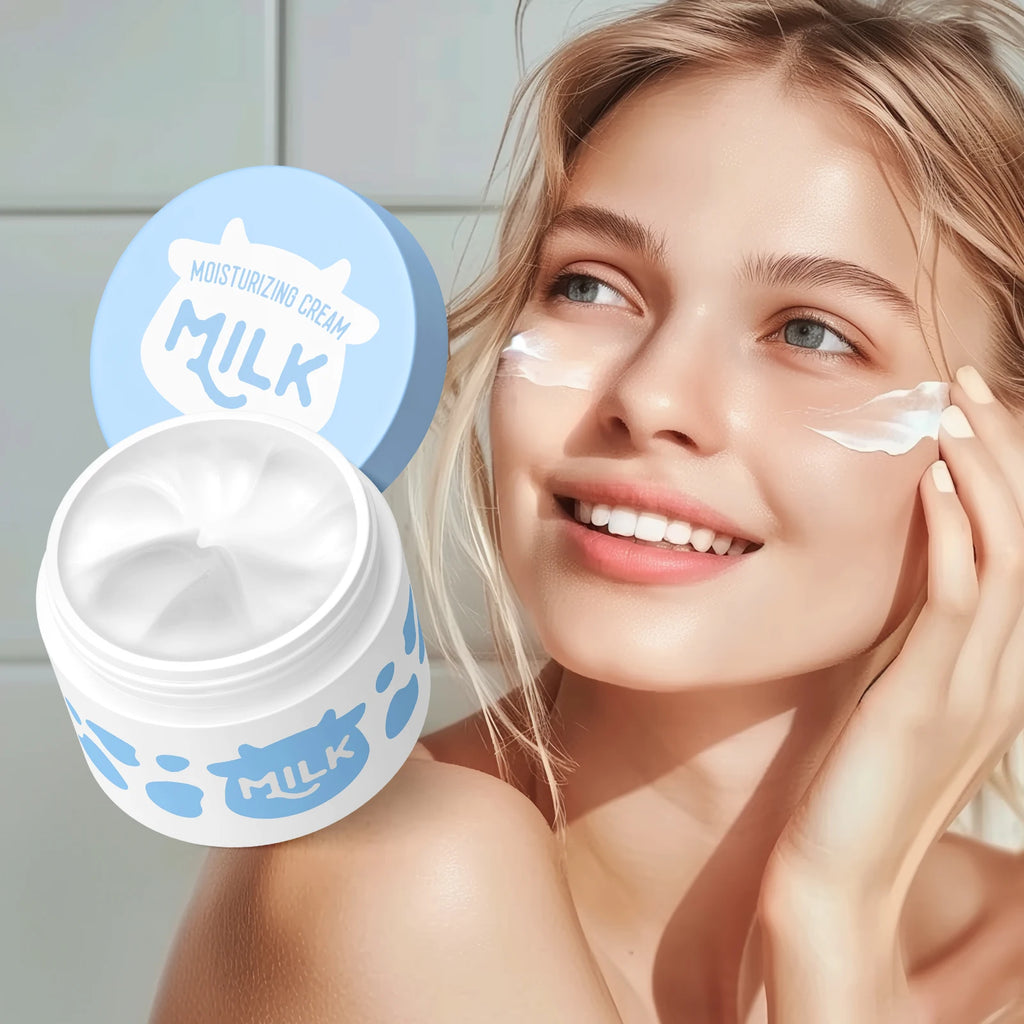 LAIKOU 2Pcs Milk Skin Care Set Skin-Softening Serum Moisturizing Cream Hydrating Nourishing Facial Kit