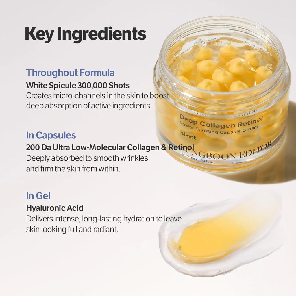 Korean Sbect Skin Care Kit - Deep Collagen Silk Peptide Ampoule, Power Boosting Cream In Serum, Retinol Capsule Cream, Brighten