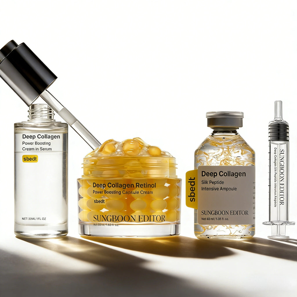 Korean Sbect Skin Care Kit - Deep Collagen Silk Peptide Ampoule, Power Boosting Cream In Serum, Retinol Capsule Cream, Brighten
