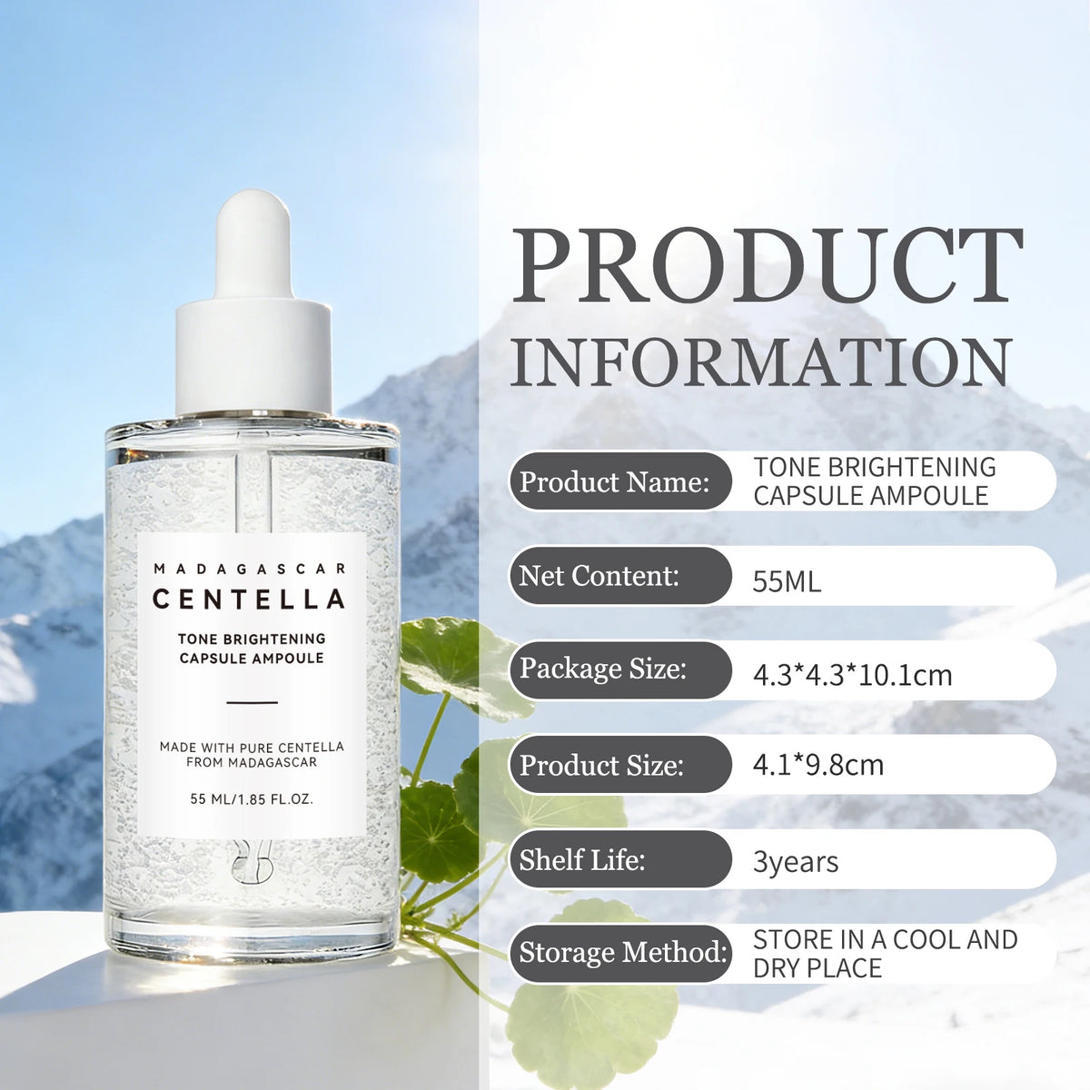 Centella Asiatica Tea Essence 55ml Soothing Skin Relief Hydrating Face Serum Calming Moisture Pores Face Care Essence