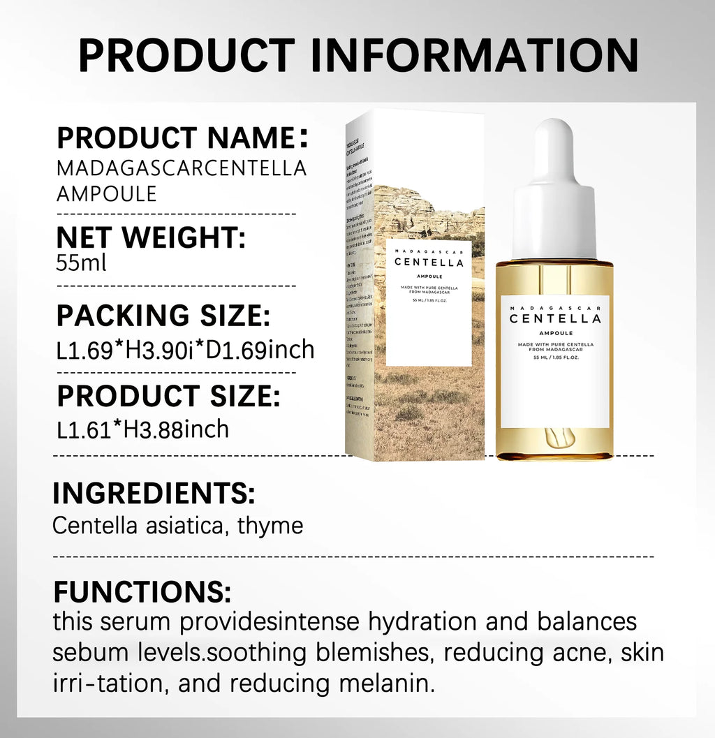 Centella Asiatica Brightening Serum: Calms Irritation, Reduces Breakouts, Balances Sebum & Diminishes Dark Marks for Clear Skin.