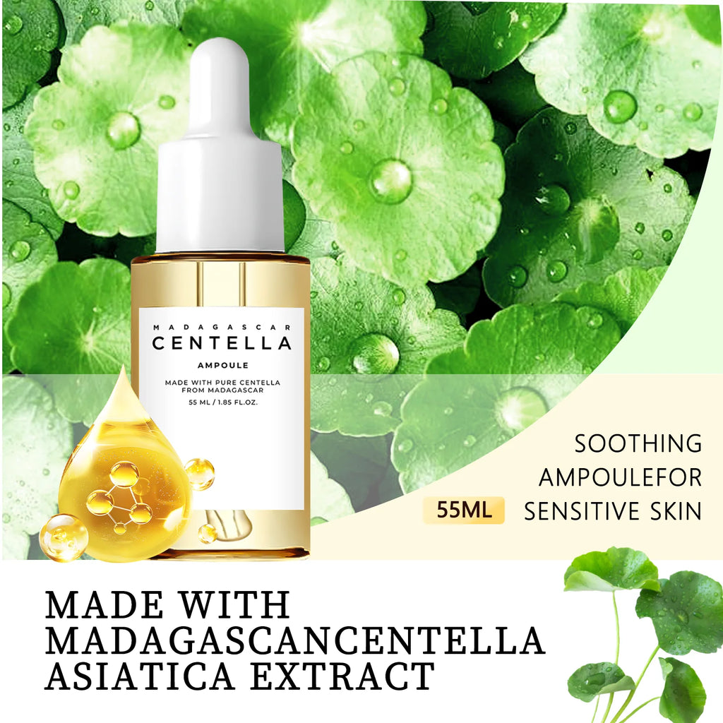 Madagascar Centella Asiatica Serum 55ml - Sensitive Skin Soothing Formula with Acne Fighting, Deep Moisturizing Benefits for Fac