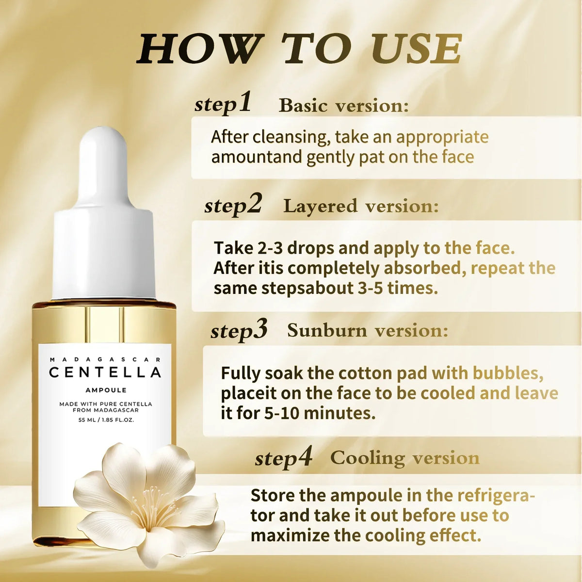 Madagascar Centella Asiatica Serum 55ml - Sensitive Skin Soothing Formula with Acne Fighting, Deep Moisturizing Benefits for Fac