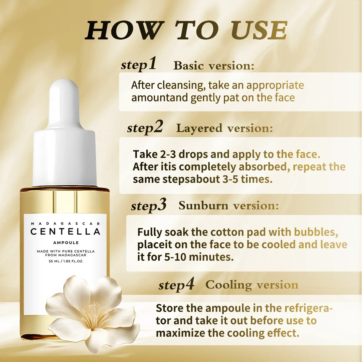 Madagascar Centella Ampoule 55ml – Pure Centella Asiatica Extract for Intense Hydration, Calming Redness & Sensitive Skin Care