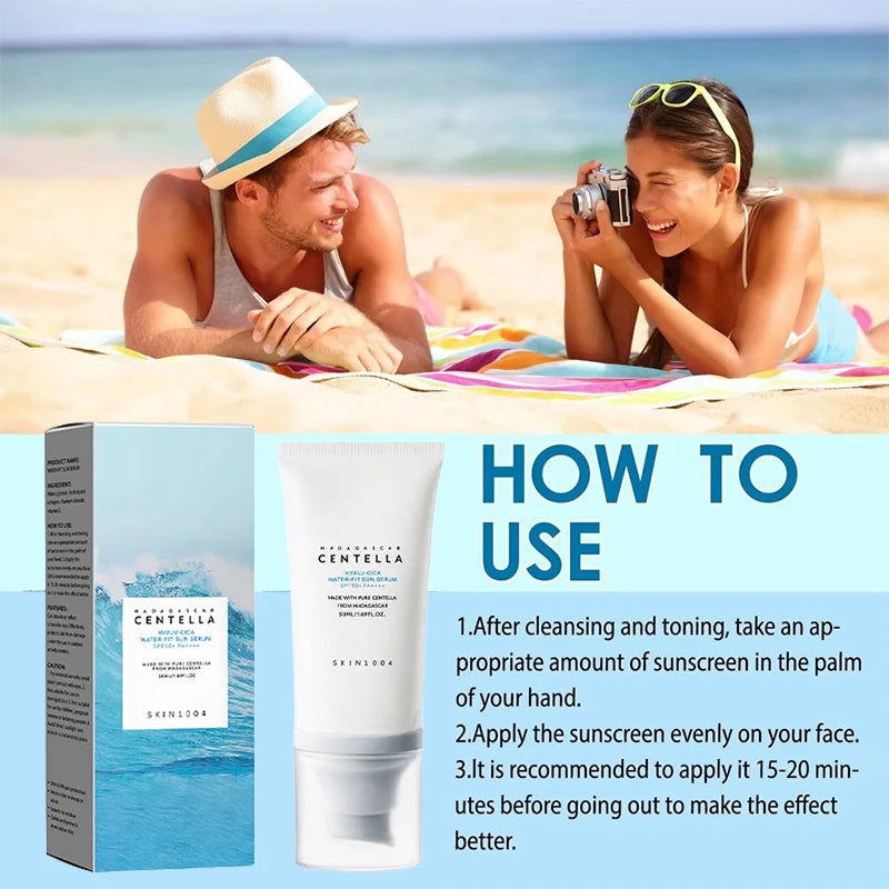 50+ Facial Sunscreen Centella Protector Solar Sunblock Skin Whitening Cream Korean Moisturizing Protector Care Body Sunscreen